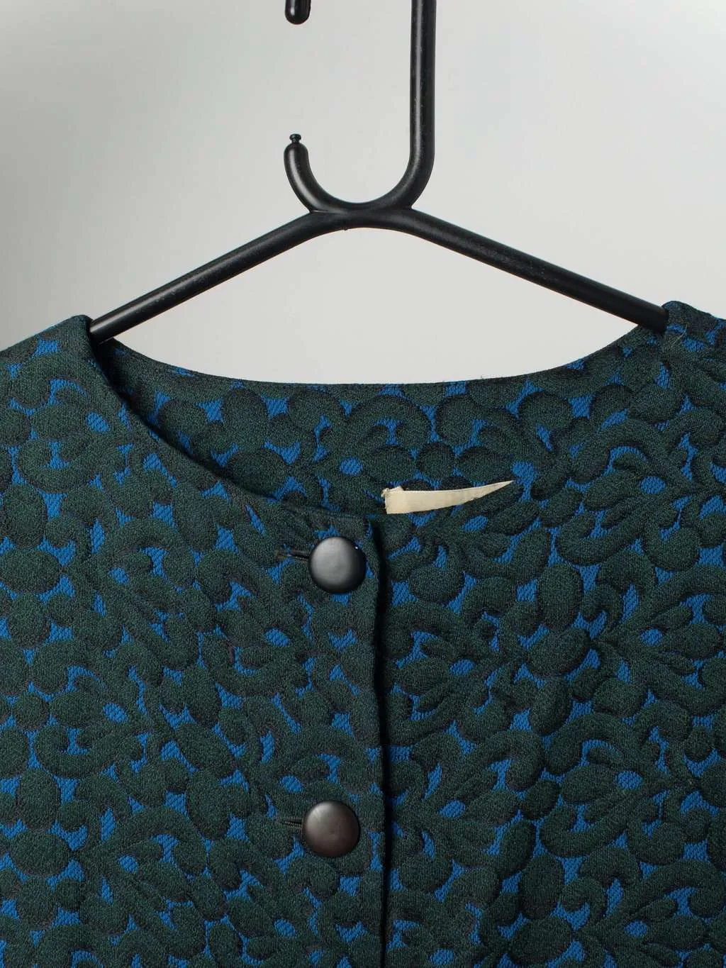 1960’s brocade lightweight jacket in forest green and blue – Medium