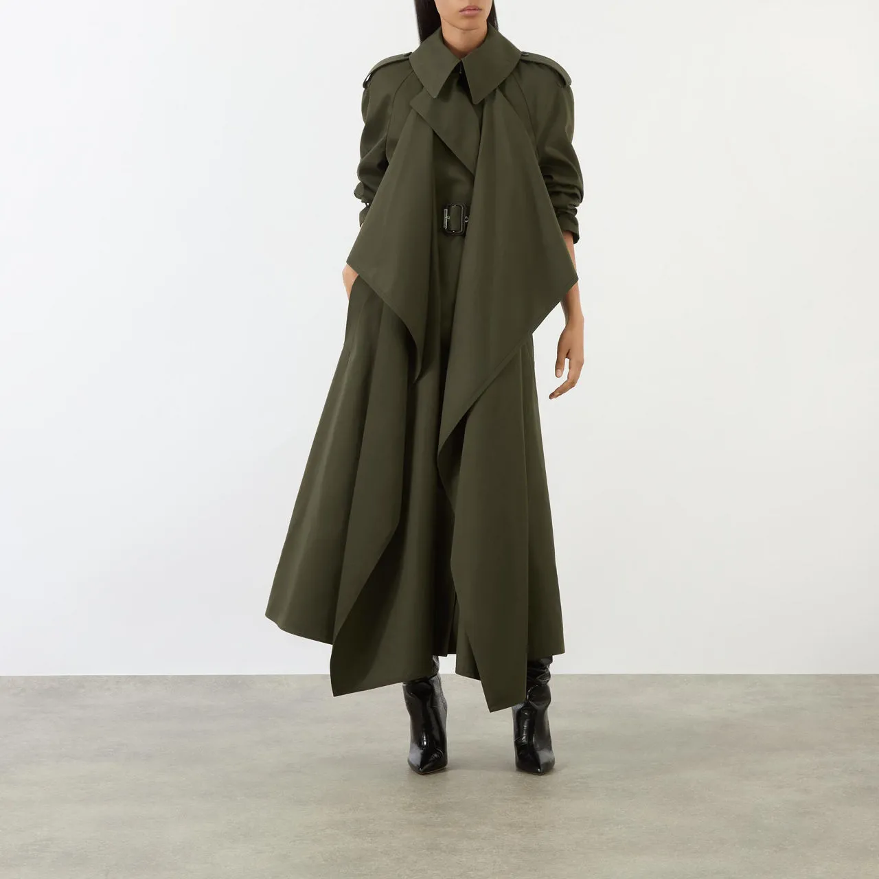 ALEXANDER MCQUEEN Belted Trench Coat - Ebony 3040