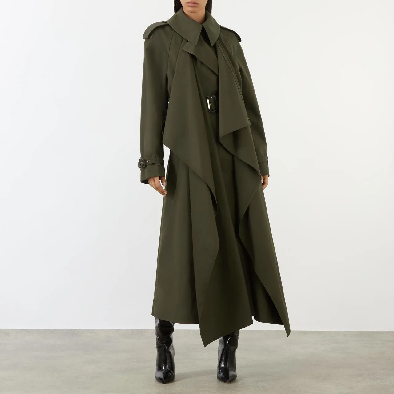 ALEXANDER MCQUEEN Belted Trench Coat - Ebony 3040