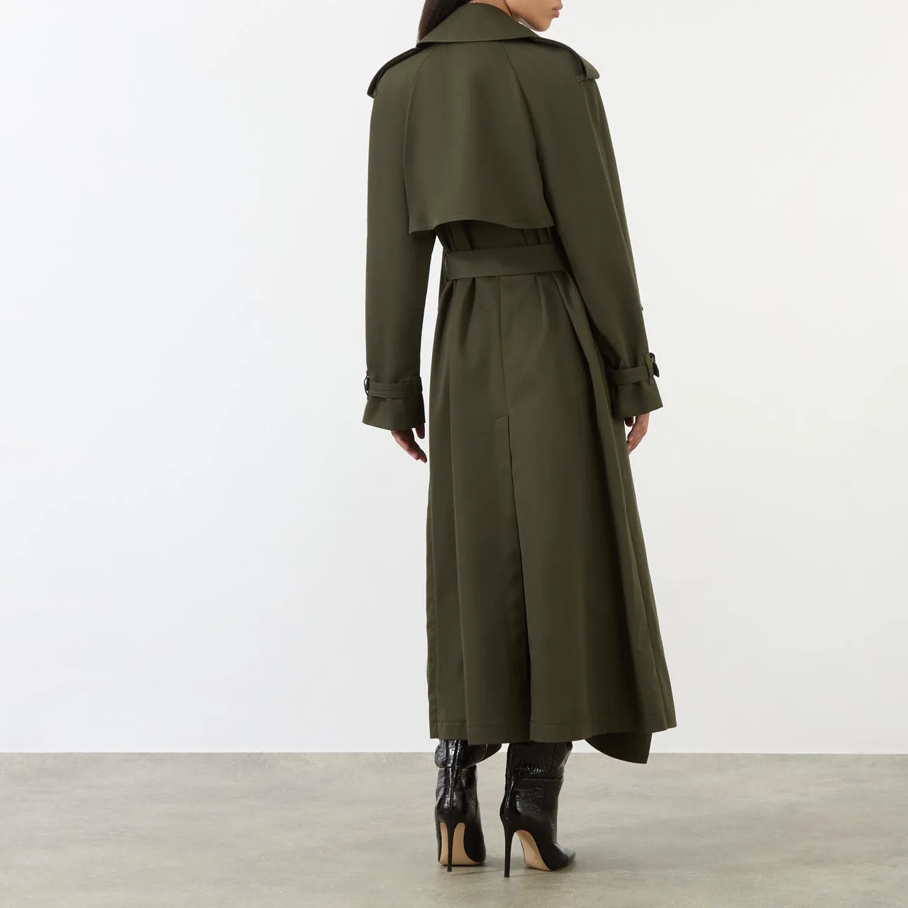 ALEXANDER MCQUEEN Belted Trench Coat - Ebony 3040