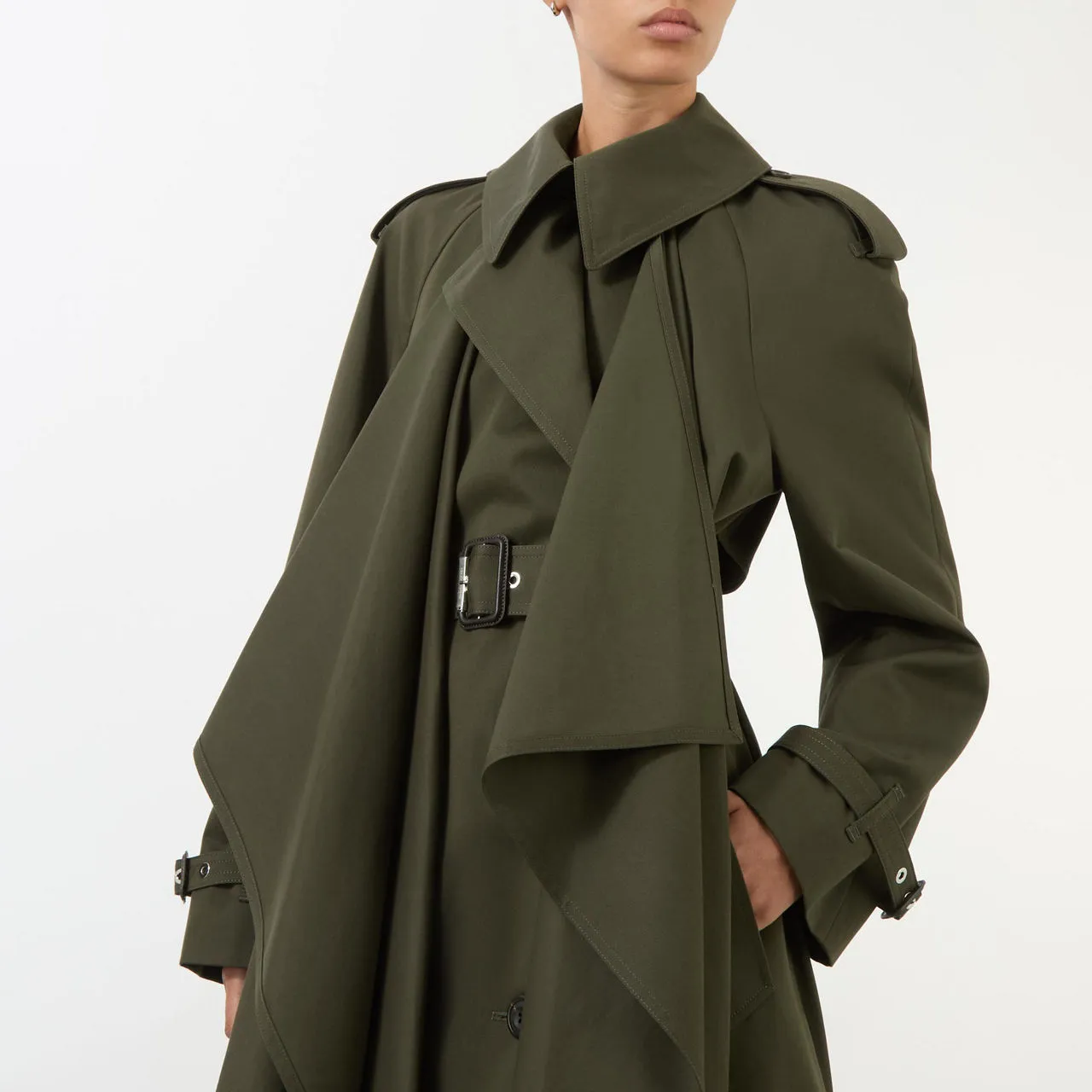 ALEXANDER MCQUEEN Belted Trench Coat - Ebony 3040