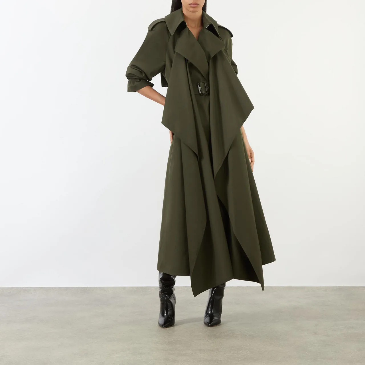 ALEXANDER MCQUEEN Belted Trench Coat - Ebony 3040