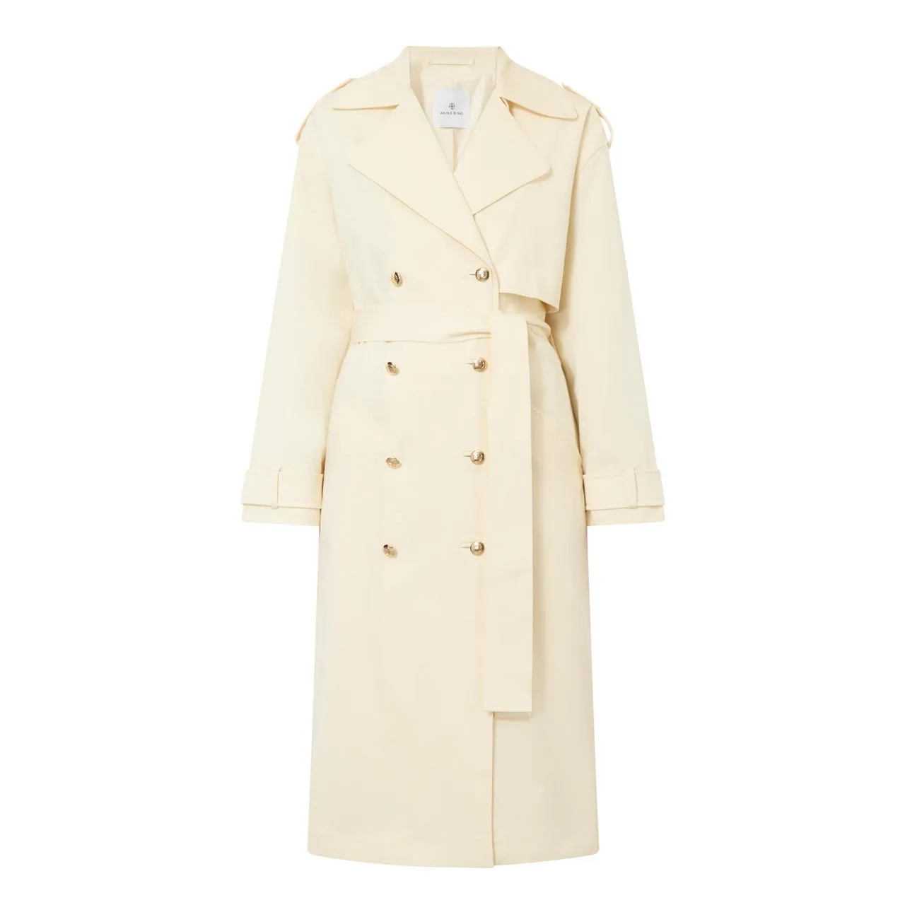 ANINE BING Layton Belted Trench Coat - Cream