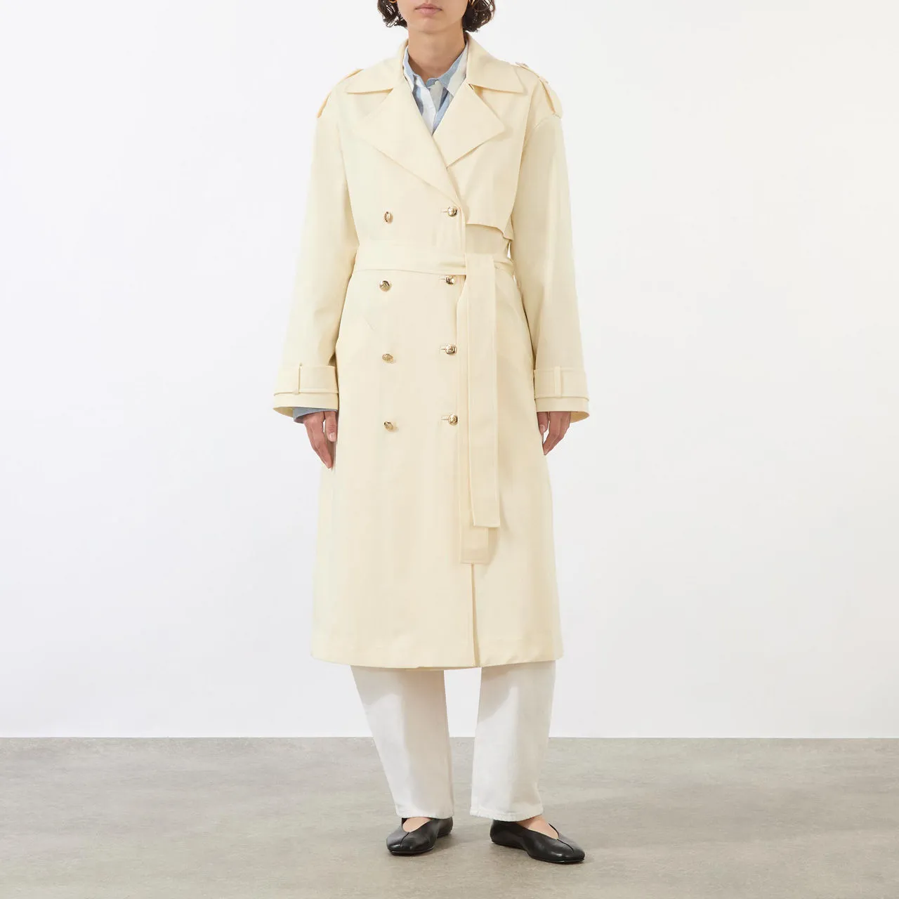 ANINE BING Layton Belted Trench Coat - Cream