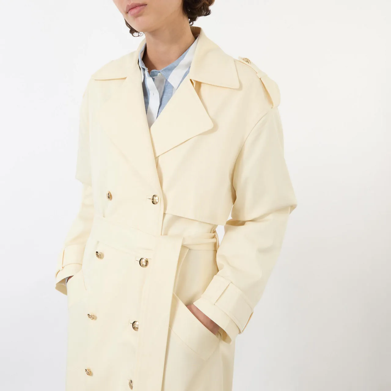 ANINE BING Layton Belted Trench Coat - Cream