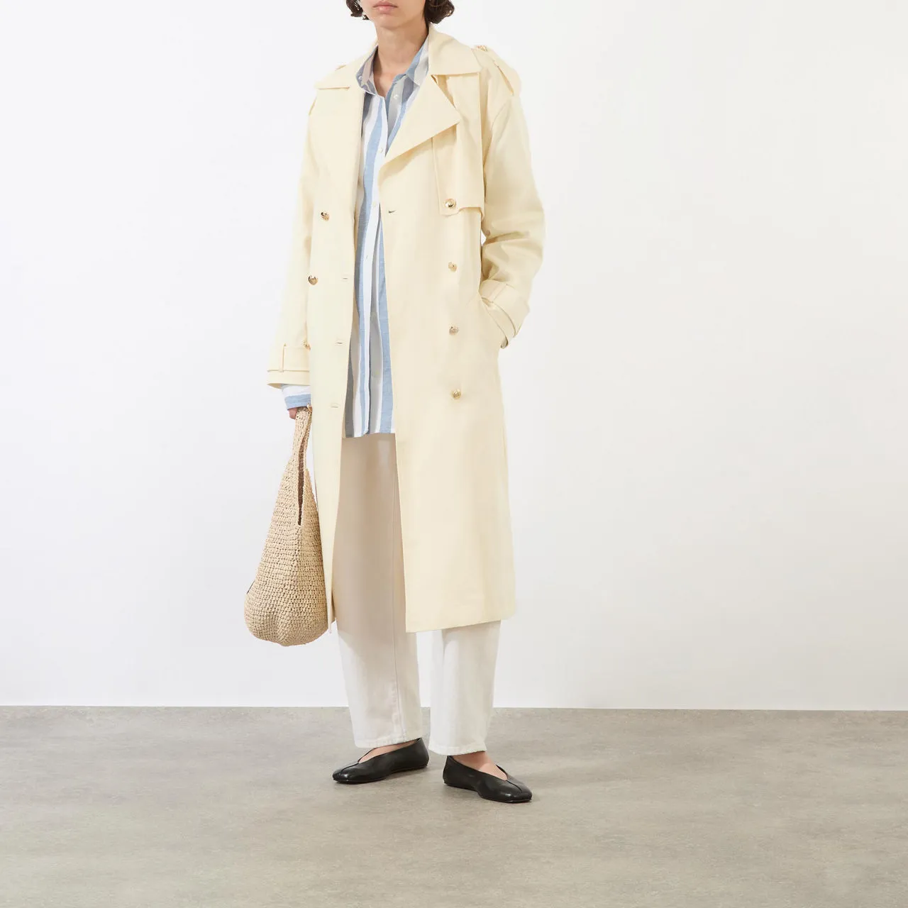 ANINE BING Layton Belted Trench Coat - Cream