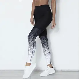 Black and White Ombré Printed Slim Fitness Leggings Alexa_sale