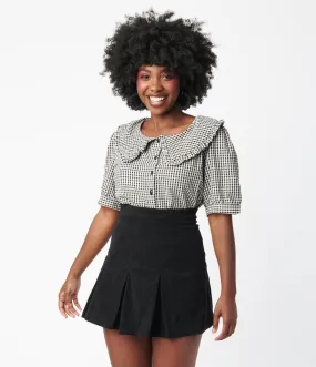 Black Corduroy Pleated Tennis Skirt