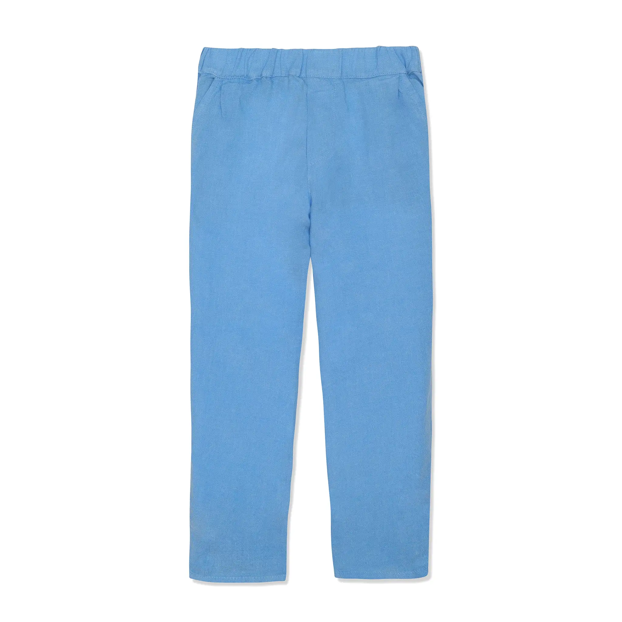 Blue Gingham Linen Kid Pants