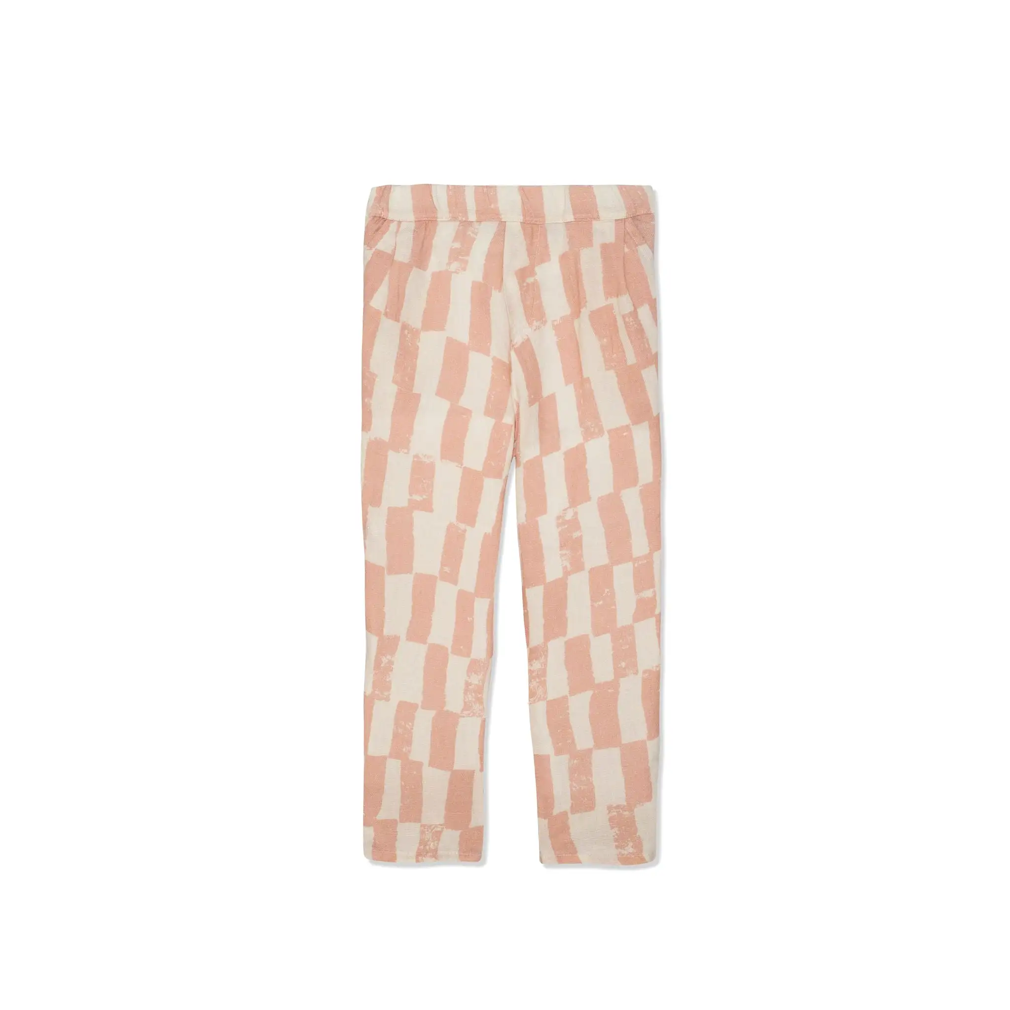 Blue Gingham Linen Kid Pants