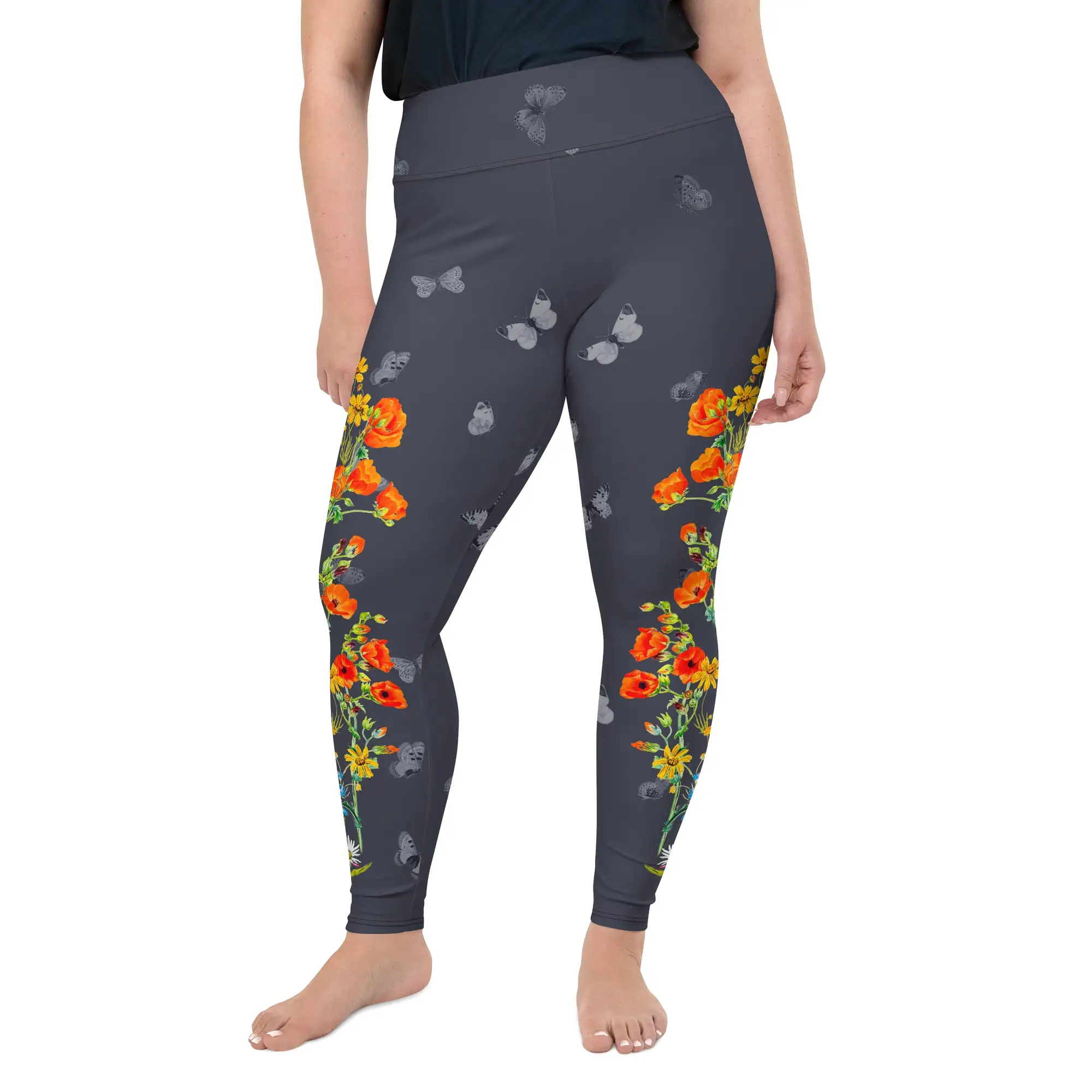 Butterfly and Wildflowers All-Over Print Plus Size Leggings