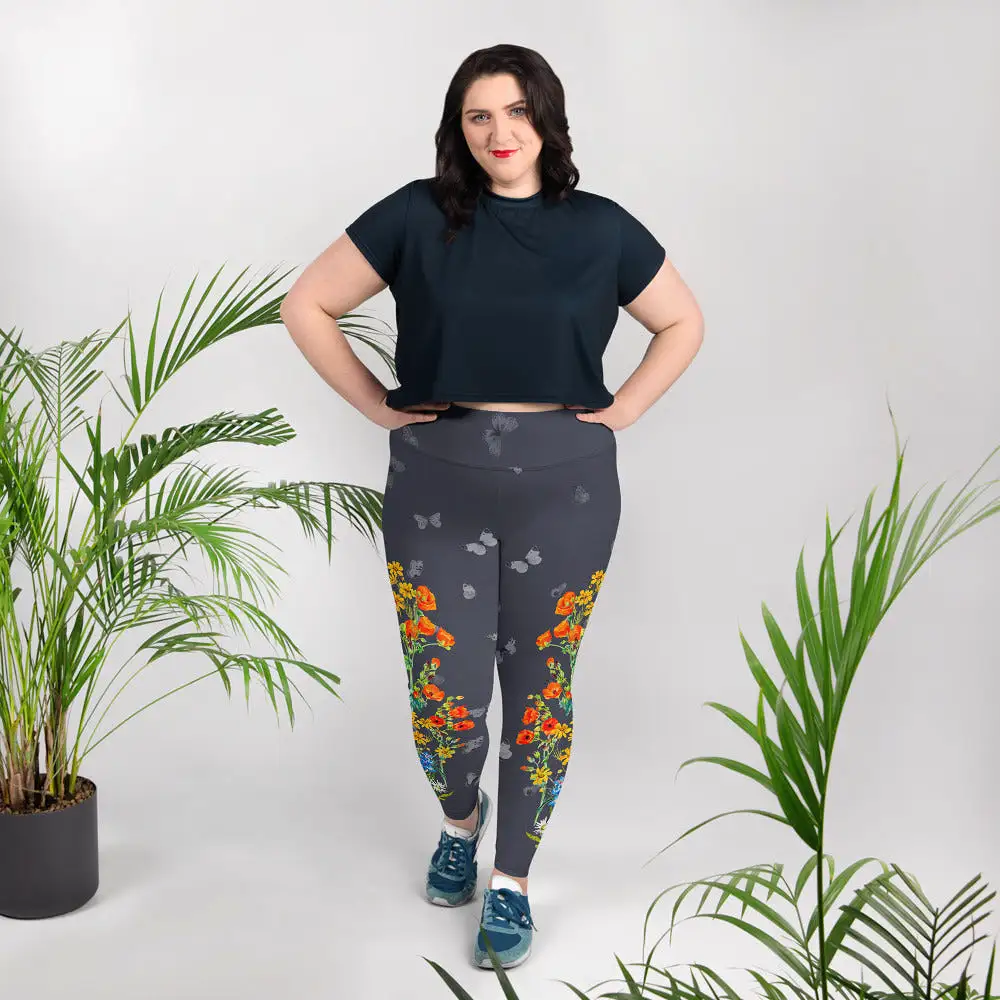 Butterfly and Wildflowers All-Over Print Plus Size Leggings