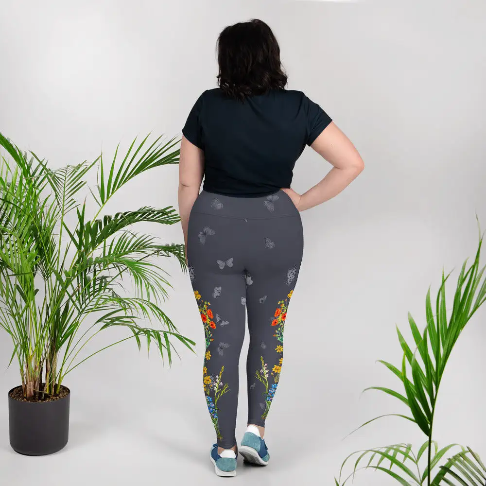 Butterfly and Wildflowers All-Over Print Plus Size Leggings