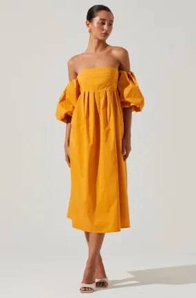 Carlin Off Shoulder Puff Sleeve Midi Dress