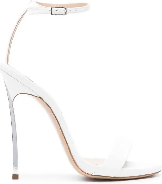 Casadei Blade Marta 125mm leather sandals White