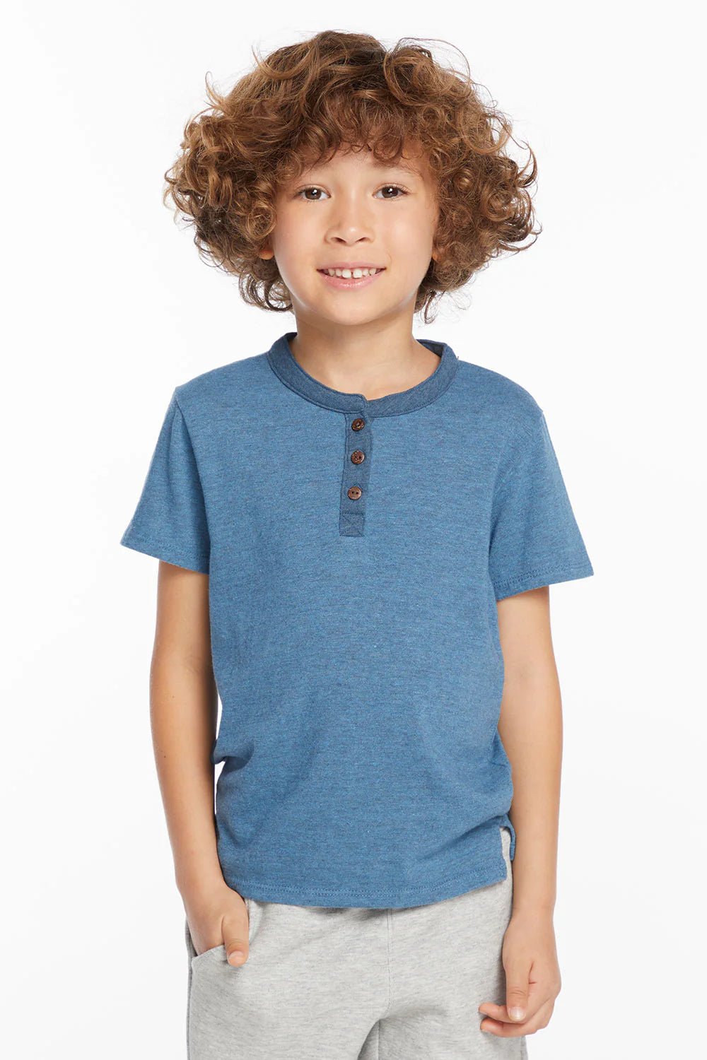 Chaser Kids Short Sleeve Henley in Niagara