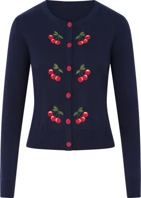 Collectif Jessie 50's Cherries Cardigan Navy