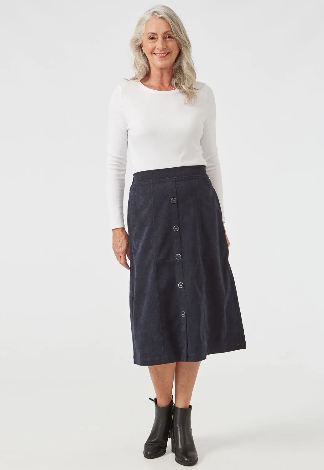 Cord Button Skirt