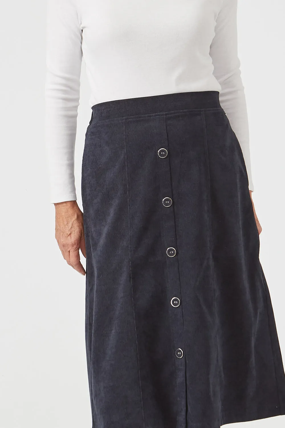 Cord Button Skirt