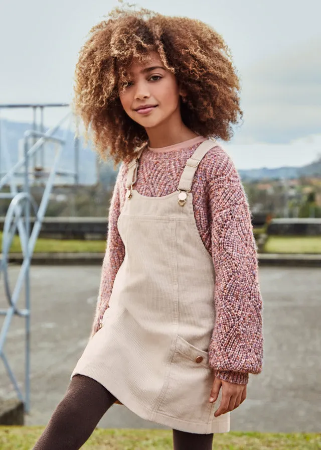 Corduroy overall skirt for teen girl - Chickpea