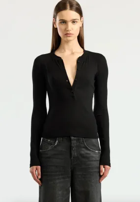 Cotton Citizen Verona Henley in Jet Black