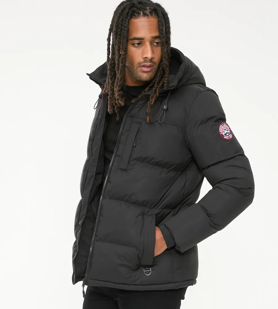 D555 Mens Quilted Puffer Jacket With Half Micro Fleece Lining and Hood (DOMENIC)