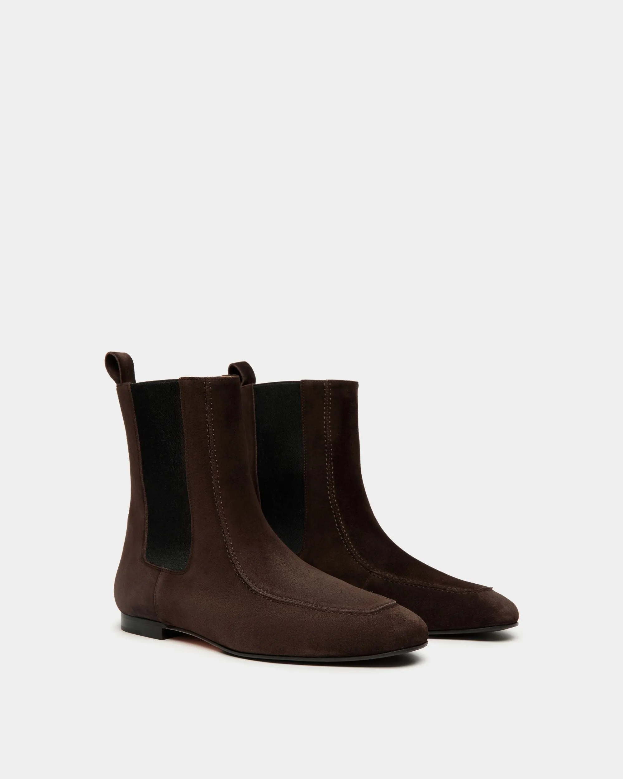 Daily Emblem Bootie In Ebano Suede Leather 