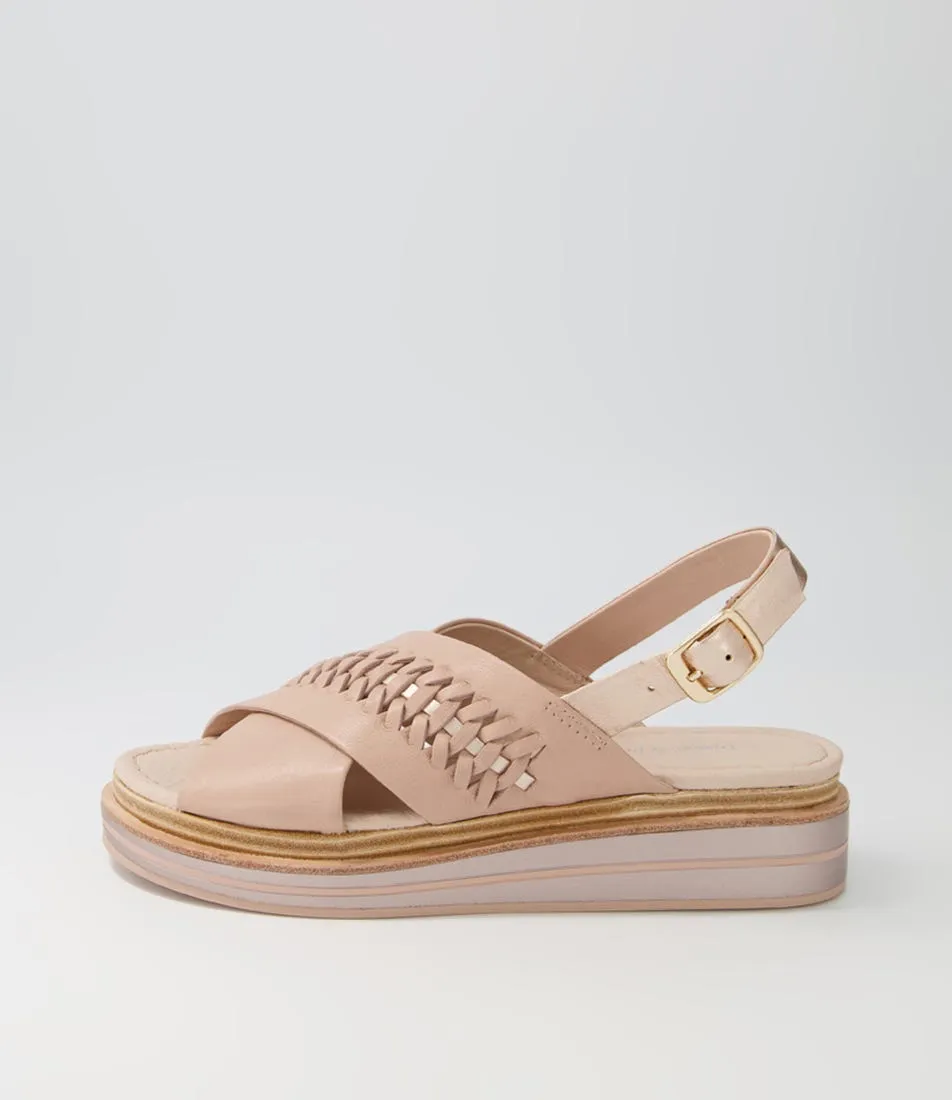 DJANGO & JULIETTE Rawal Cafe Pale Rose Gold Leather Sandals