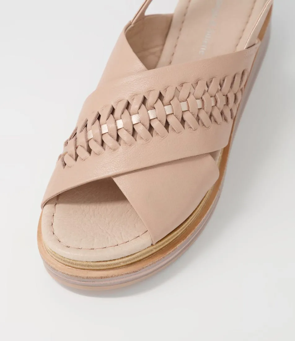 DJANGO & JULIETTE Rawal Cafe Pale Rose Gold Leather Sandals