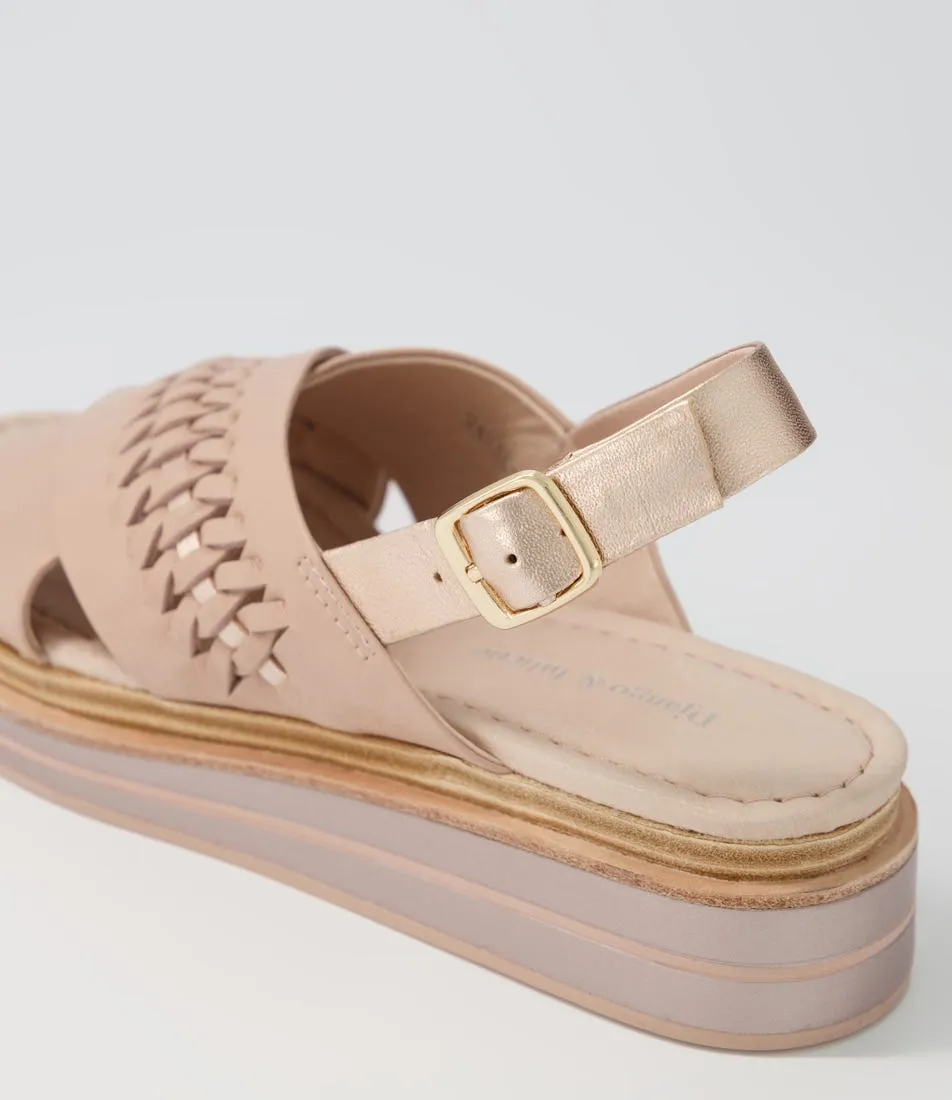 DJANGO & JULIETTE Rawal Cafe Pale Rose Gold Leather Sandals