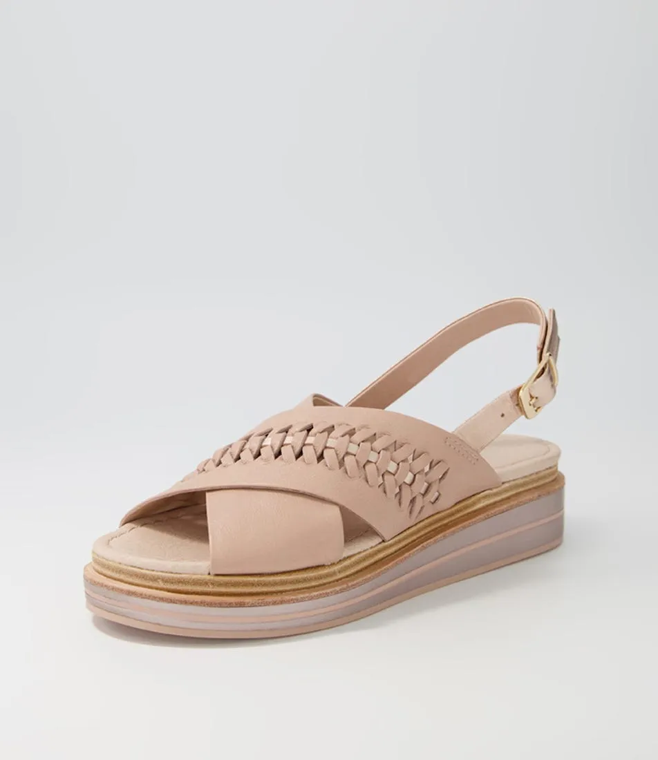 DJANGO & JULIETTE Rawal Cafe Pale Rose Gold Leather Sandals