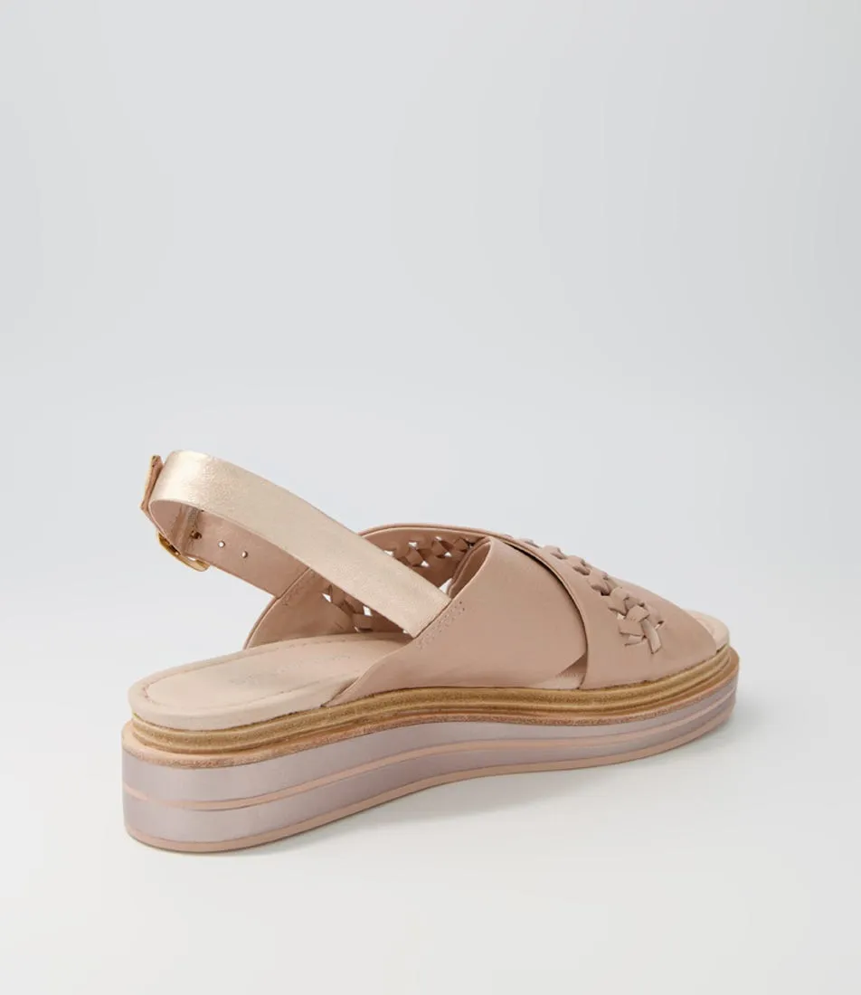 DJANGO & JULIETTE Rawal Cafe Pale Rose Gold Leather Sandals