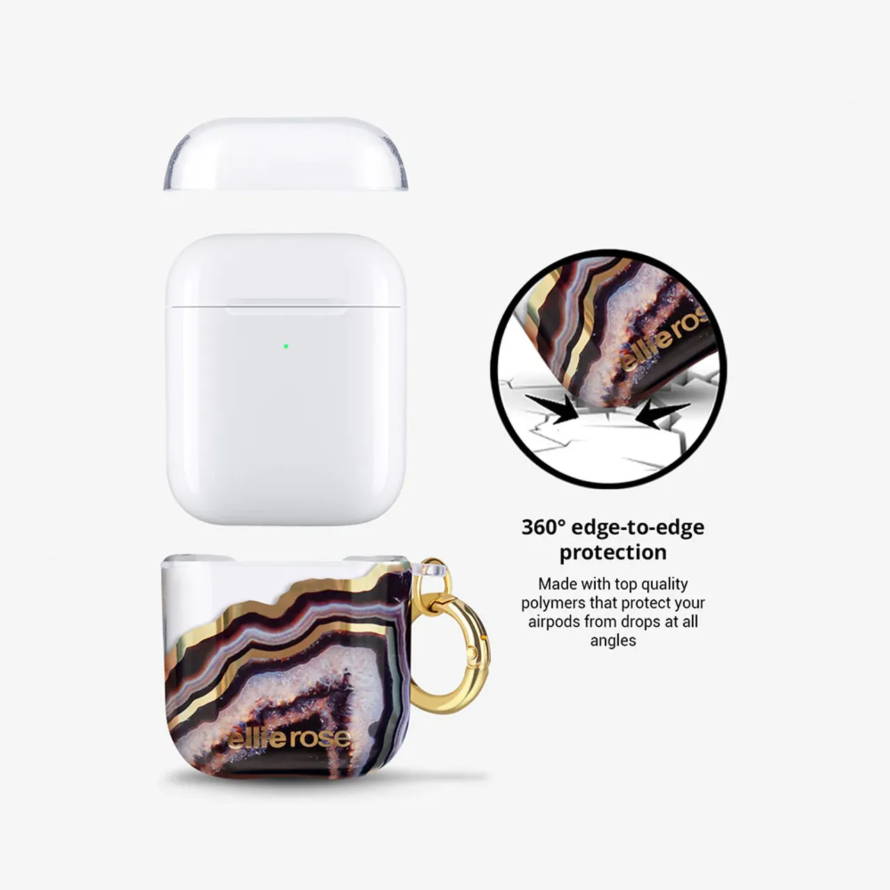 Ellie Rose AirPods Case - Black Agate