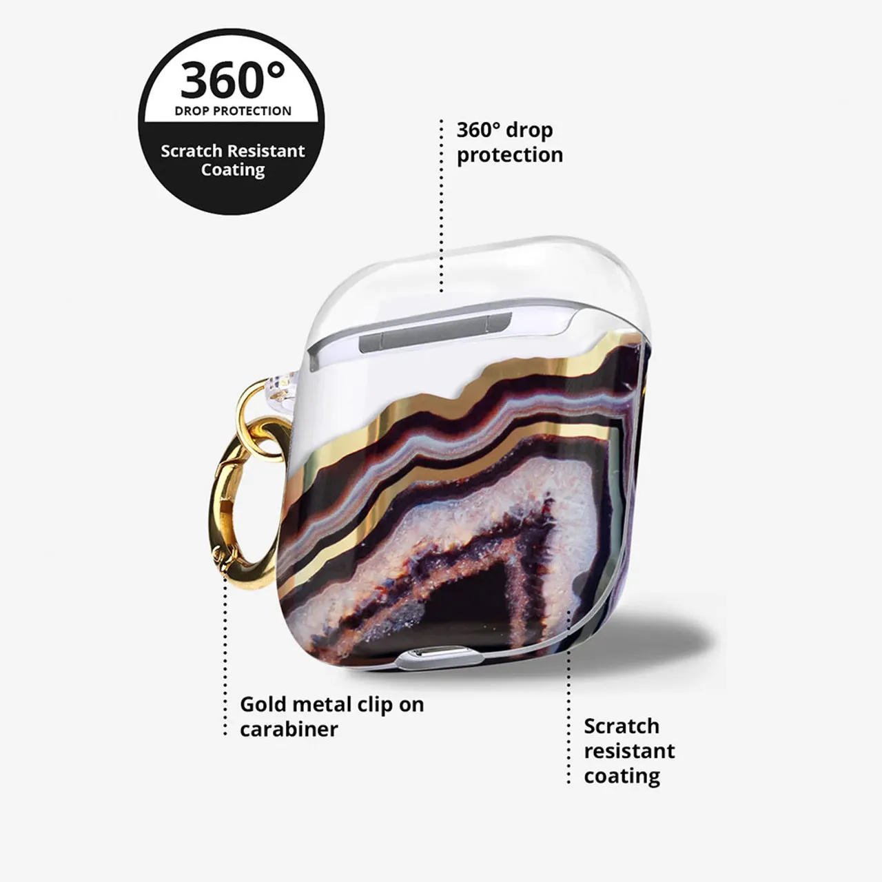 Ellie Rose AirPods Case - Black Agate