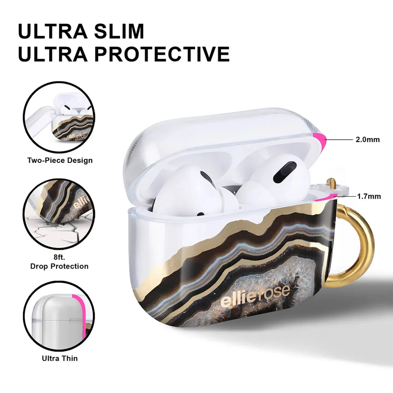 Ellie Rose AirPods Pro Case - Black Agate