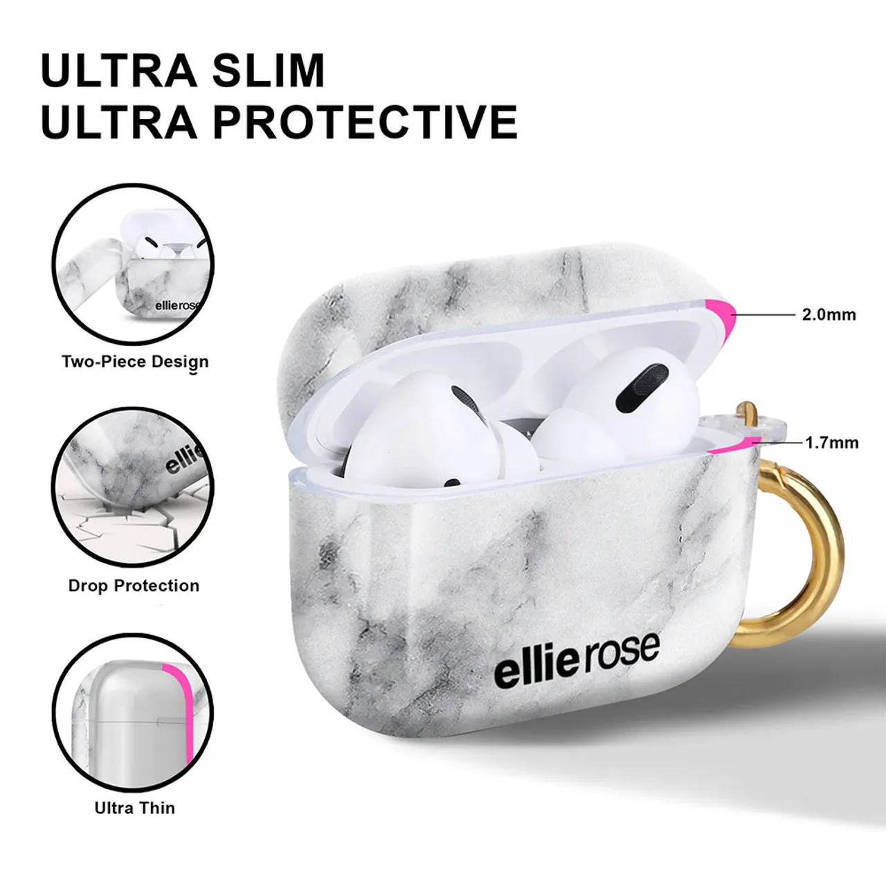 Ellie Rose AirPods Pro Case - Marble