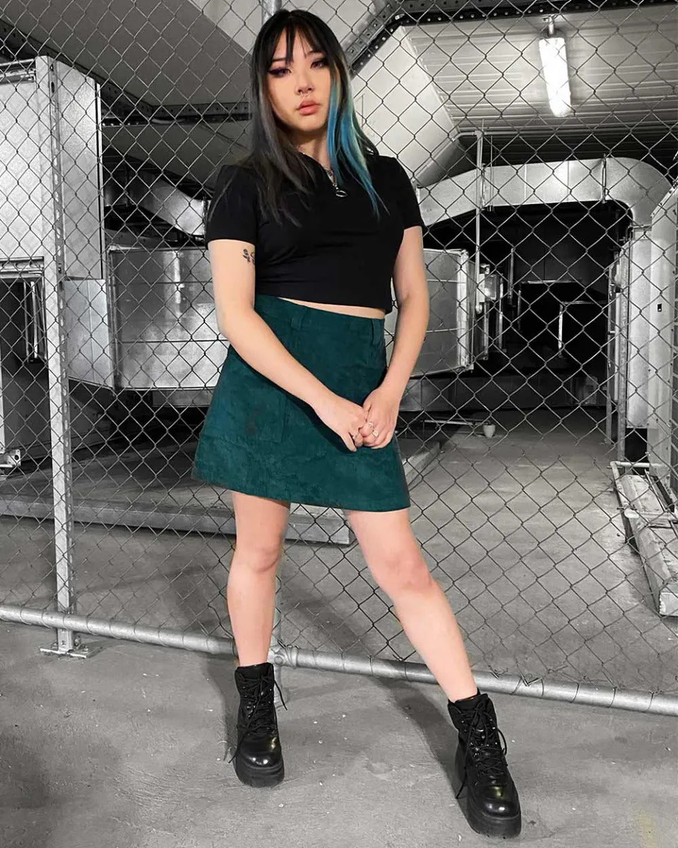 Emerald Corduroy Skirt