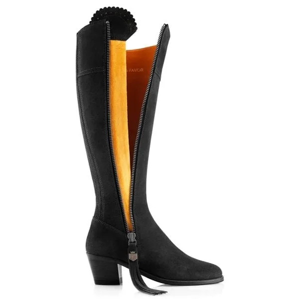 Fairfax & Favor Womens Heeled Regina Boot in Black Suede