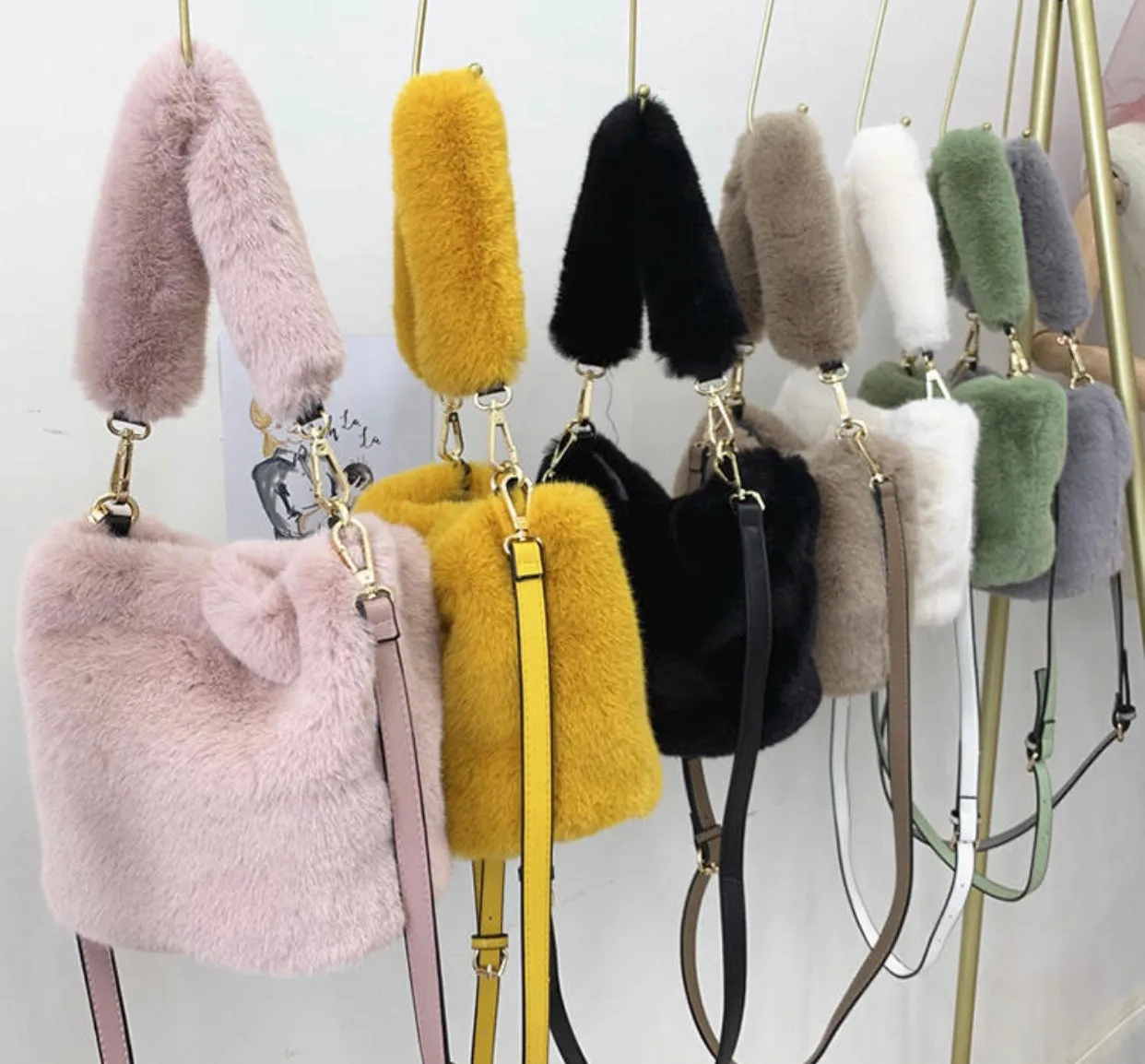 Faux Fur Bucket Bag