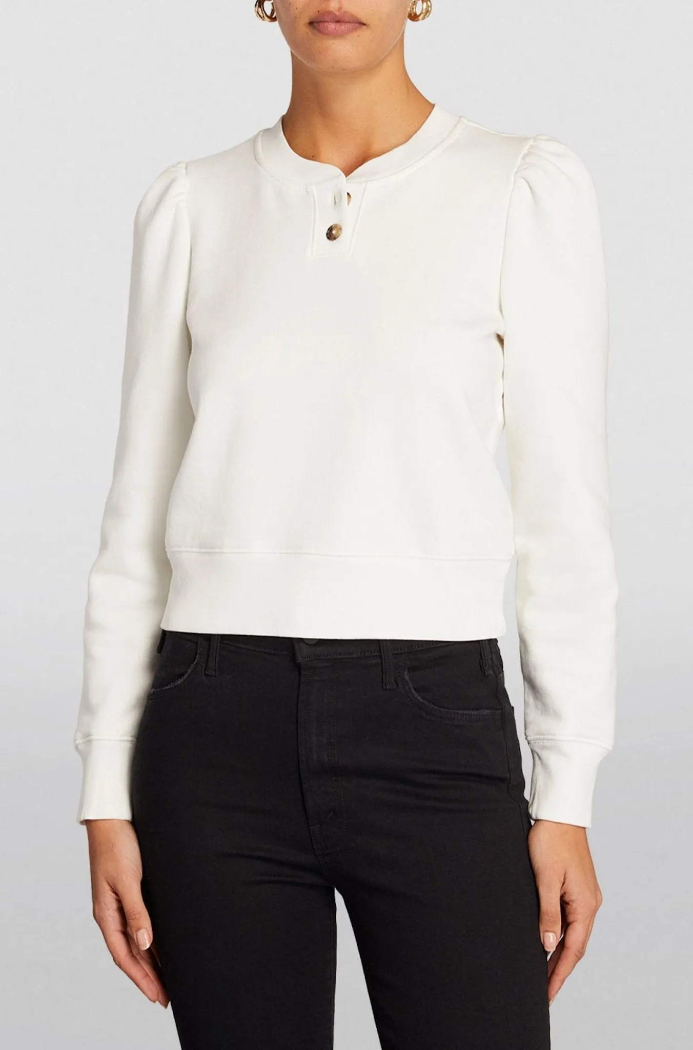 Femme Henley Sweatshirt in White