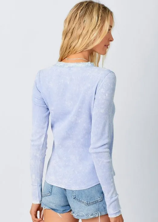 FINAL SALE - Washed Thermal Henley Tops - 3 Colors!