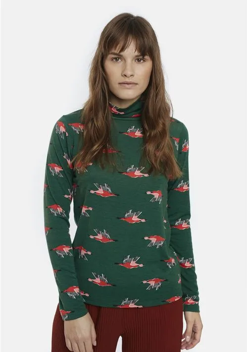 Geese Printed Turtleneck Top