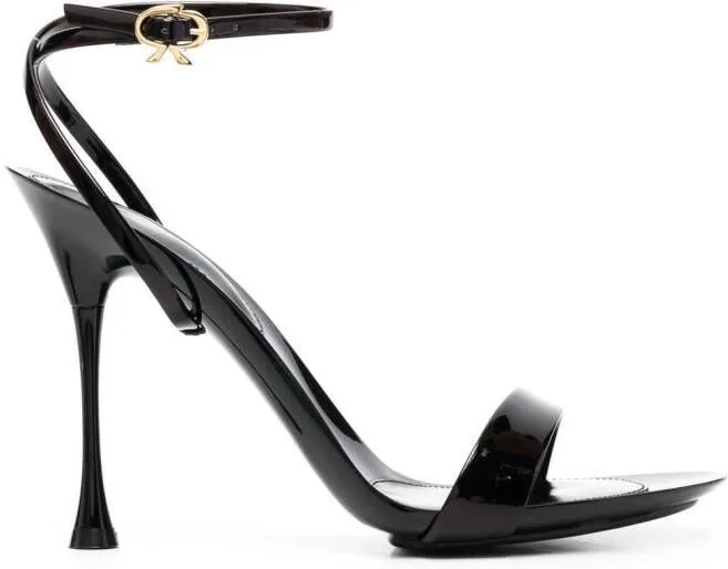 Gianvito Rossi Spice Ribbon 95mm leather sandals Black