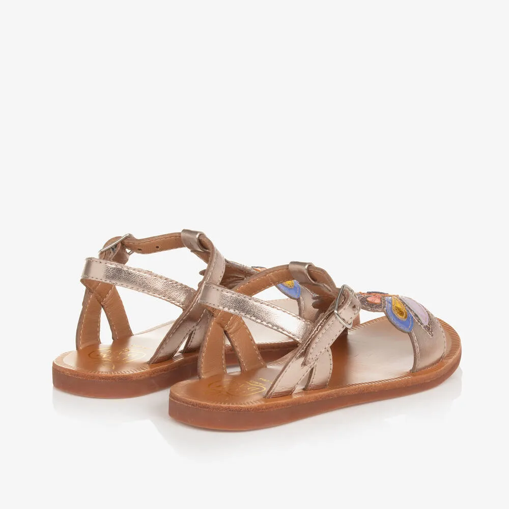 Girls Metallic Gold Leather Sandals