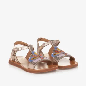 Girls Metallic Gold Leather Sandals