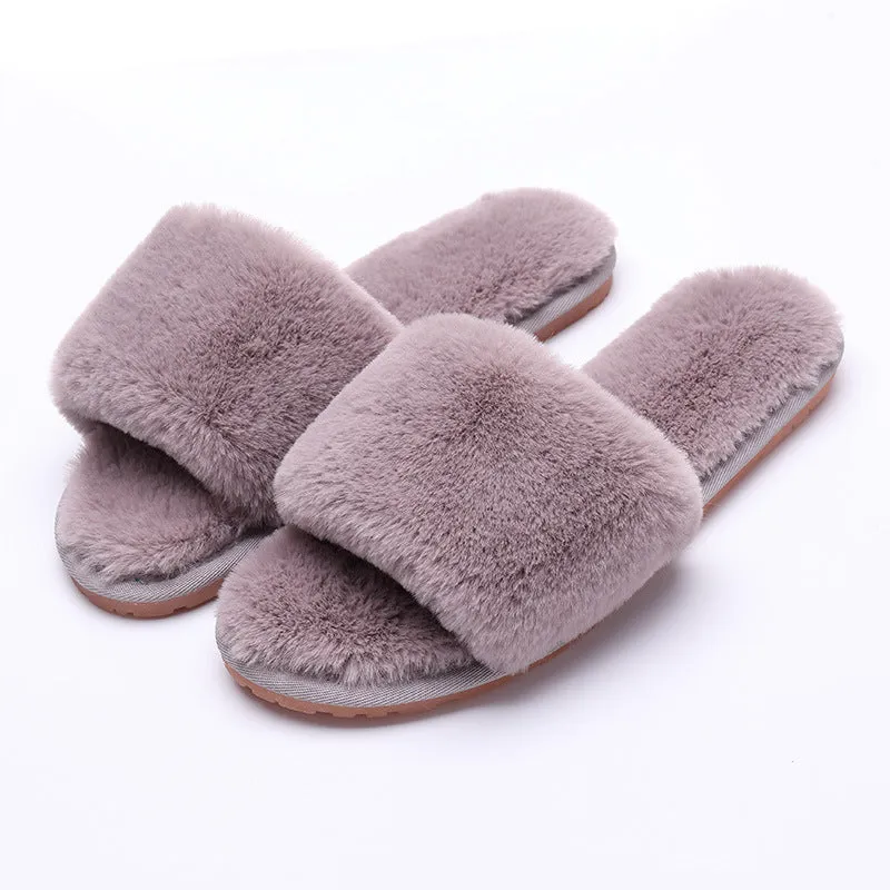 Haute Edition Women's Faux Fur Slide On HouseSlippers