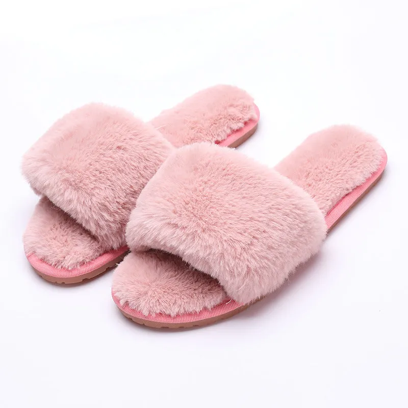 Haute Edition Women's Faux Fur Slide On HouseSlippers