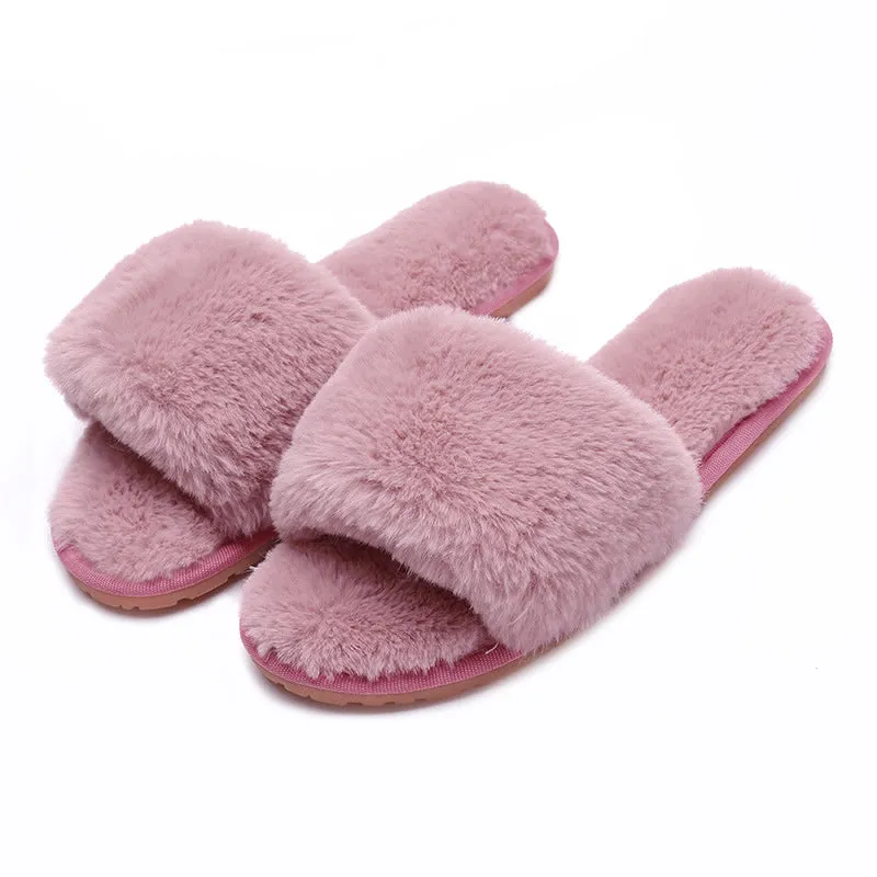 Haute Edition Women's Faux Fur Slide On HouseSlippers