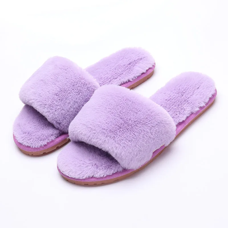 Haute Edition Women's Faux Fur Slide On HouseSlippers