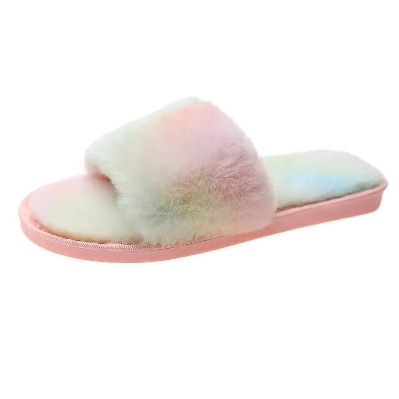 Haute Edition Women's Faux Fur Slide On HouseSlippers